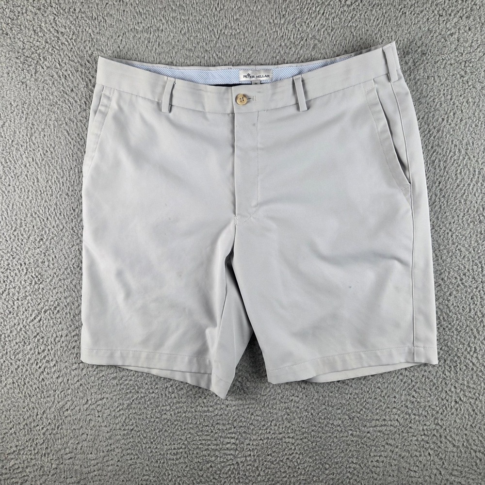 Peter Millar Shorts Mens Size 34 Gray Salem Performance Shorts Wicking 8.5" Ins